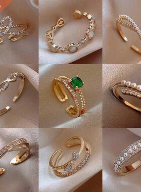 LATS Luxury Gold Color Pearl Zircon Rings for Woman 2022 Vin