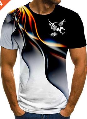 Fashion summer t-shirt men's 2021 3D Eagle print men