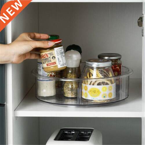 Transparent 360 Rotation Storage Tray For Spice Seasoning