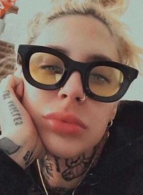 2021 Simple Retro Yellow Lens Round Sunglasses For Women Bra