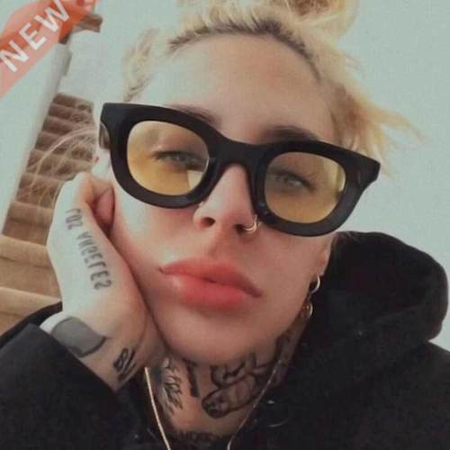 2021 Simple Retro Yellow Lens Round Sunglasses For Women Bra