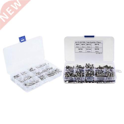 150Pcs M5 Button Head Hex Socket Head Cap Bolts Screws Nuts