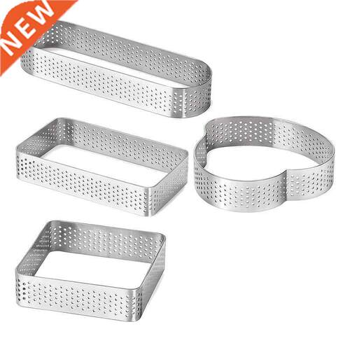 4 Pack Stainless Steel Tart Ring Tower Pie Cake Mould Baking