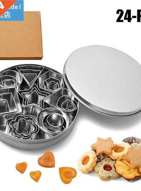 24pcs Stinless Steel DIY Bking Mold Pstry Tool Cutters Co