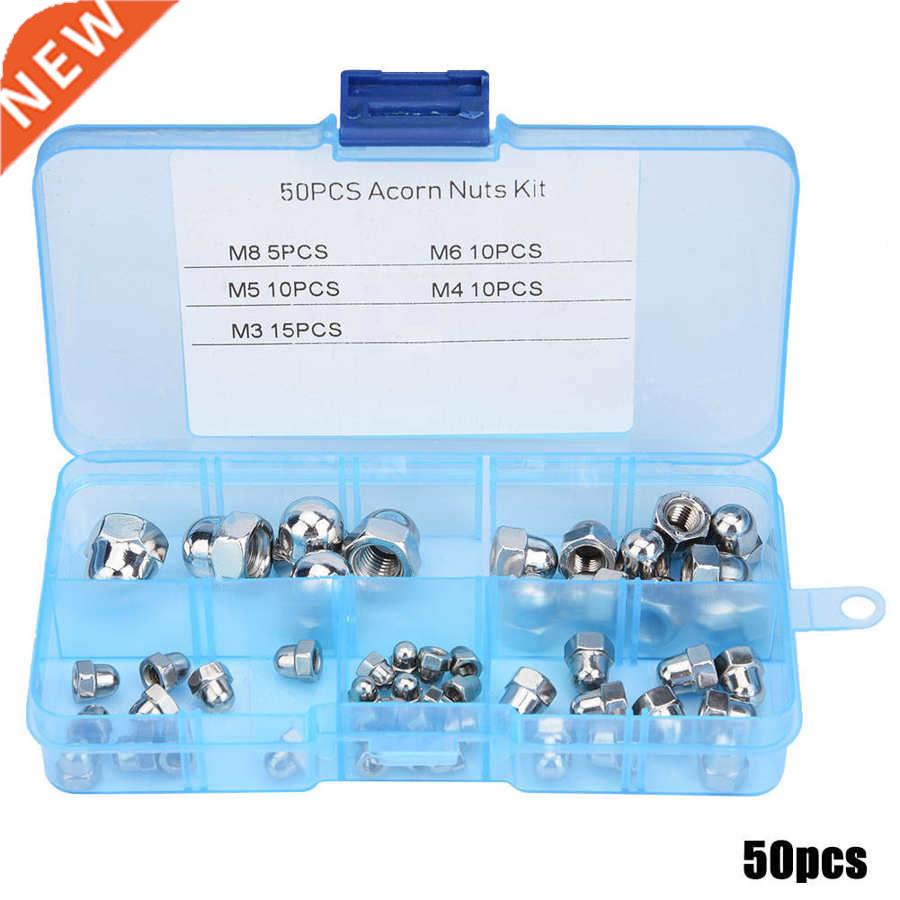 50Pcs/Set Stainless Steel Acorn Hex Nuts Ball Cover Mut M3/M
