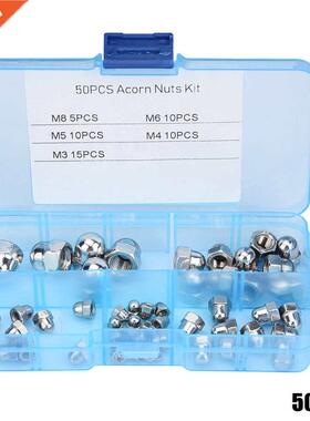 50Pcs/Set Stainless Steel Acorn Hex Nuts Ball Cover Mut M3/M