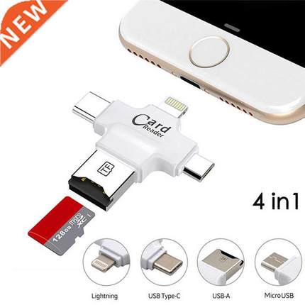 Stylish 4in1 Micro USB Type C OTG TF Card Reader for IOS iPh