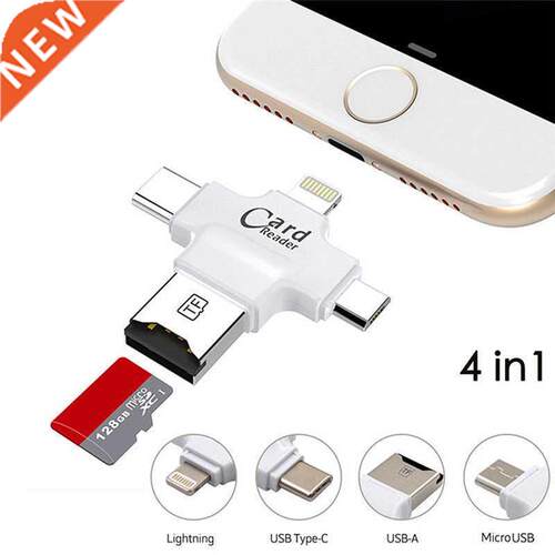 Stylish 4in1 Micro USB Type C OTG TF Card Reader for IOS iPh