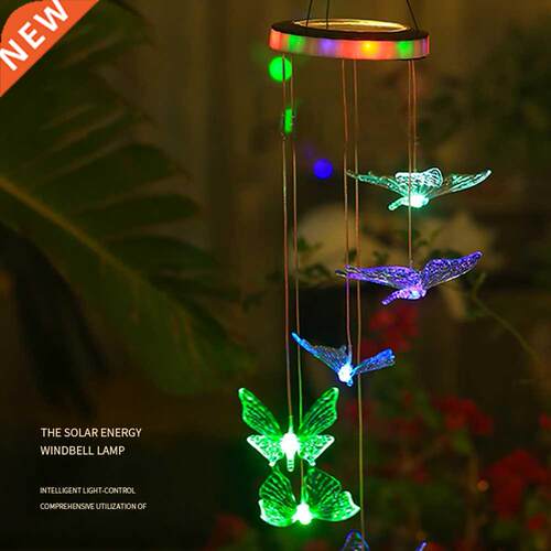 Color Changing Solar Power Wind Chime Hanging Butterfly