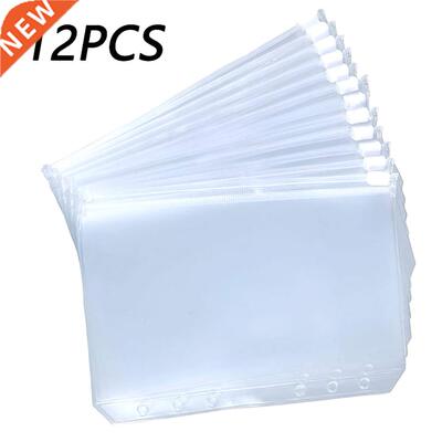 12PCS Convenient Clear PVC A5 A6 A7 Binder Pockets Clear Zip