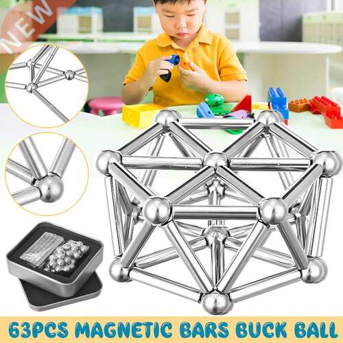 63Pcs Bucky Bars Metal Balls Permanent Pressure Relief Neody