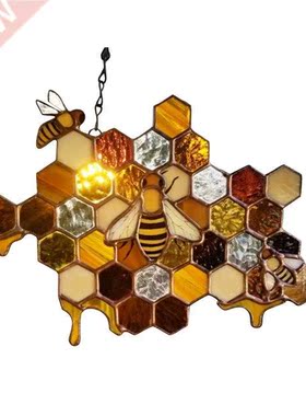 Colorful Wasp Bee Pendant Handmade Mosaic Honeycomb Honey Be