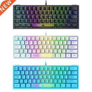 Ergonomic Gaming Computer Laptop Office Keyboard 62 Keys RGB