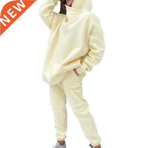 1 Set Women Hoodies Pants Sets Trousers Solid Color Pockets