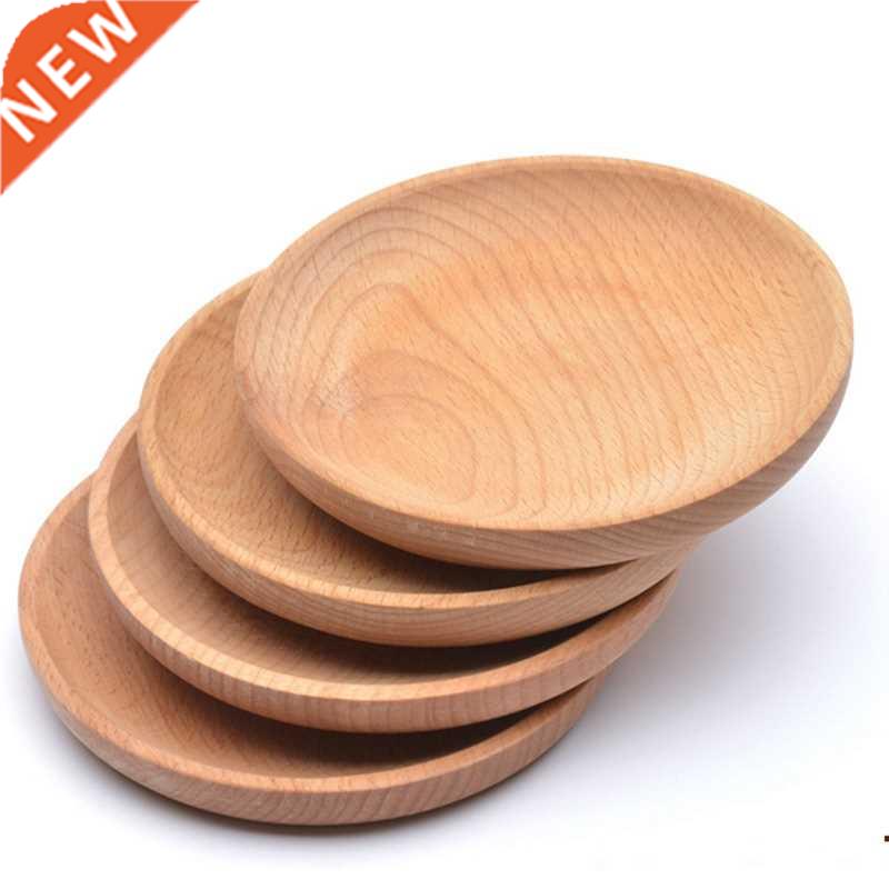 Solid Wood Round Dish Snack Dish Fruit Dried Plate, Wooden