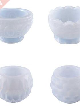 4Pcs Candlestick Epoxy Resin Casting Molds Crystal Mold
