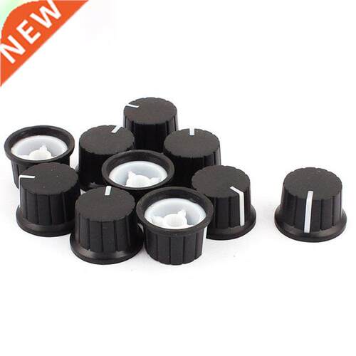 10pcs Black Plastic 6mm Dia Shaft Amplifier Rotary Cap Skirt
