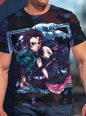 3D T-Shirt Demon Slayer Graffiti TShirt Men Women Children S