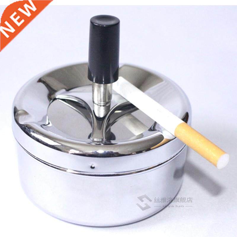 Portable Round Spnnng Ashtray Cgarette Ash Stanless Stee