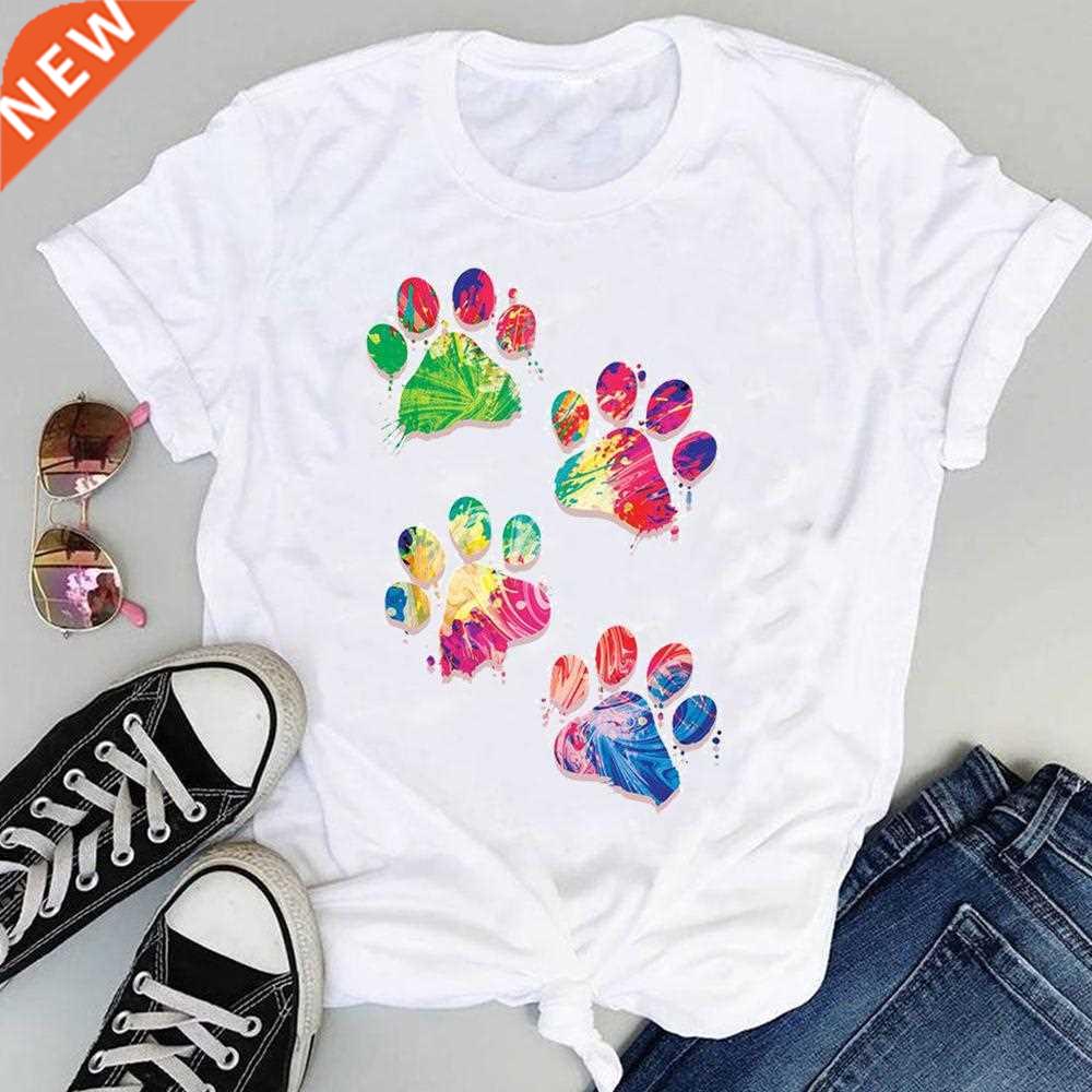 Women Cartoon Watercolor Paw Pet Dog Cute  Print Grap