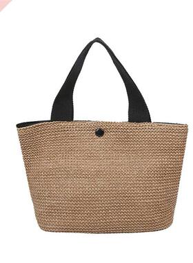 2021 Straw Woven Handbag Women Holiday Beach Casual Tote