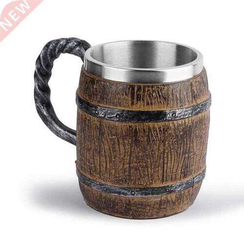 450ml Beer Mug Simulation Wooden Barrel Beer Cup Double