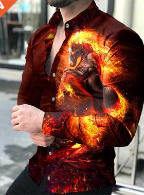 Fashion Luxury Social Men Shirts Turn-down Collar Buttoned S