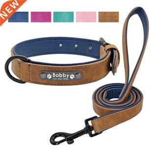 Leather Dog Collar Leash Set Personalized Customized Dogs Co