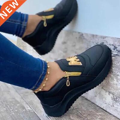 Women Sport Shoes Thick Bottom Solid Color Ladies Vulcanized