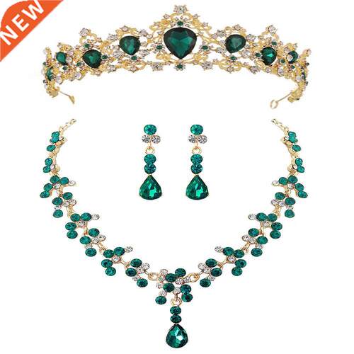 Baroque Vintage Gold Red Green Blue Crystal Bridal Jewelry S