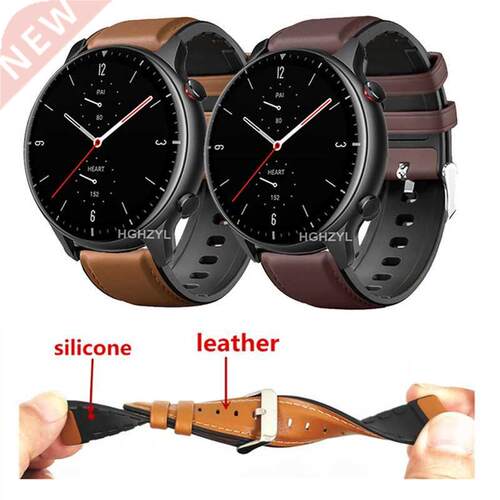 Bracelet Band Leather + Silicone For Amazfit GTR2 GTR 3 Pro