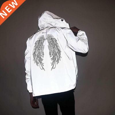 Men's Full Reflective Jacket Casual Women Windbreaker Hip Ho