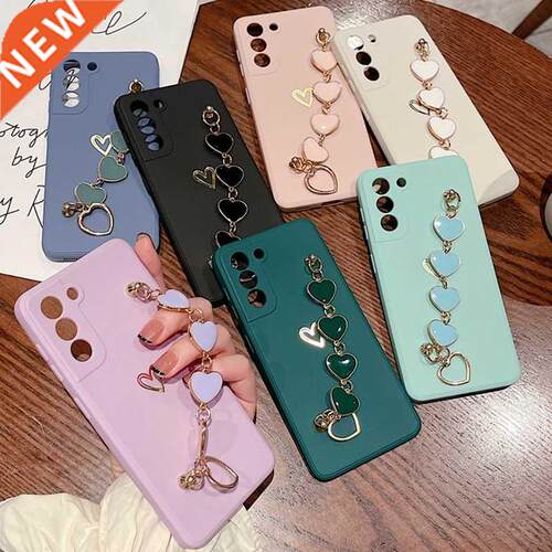 3D Love Heart Wrist Bracelet Phone Case For Samsung S22 S21