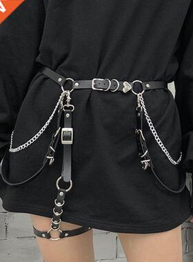 Women Skirt Belt Female Pu Leather Hip Hop Rock Nighub Se