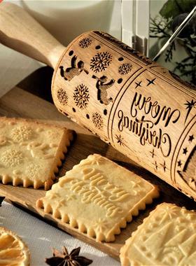 Wooden Rolling Pin Home Letter Cartoon Patterns Rolling