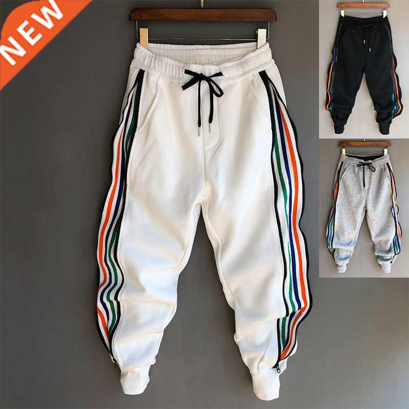 Fashion Hip Hop Setwear Men Striped Patchwork Harem Pants Ko