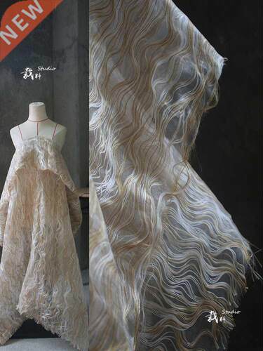 Sandwich Cotton Thread Flowing Texture Designer Fabric