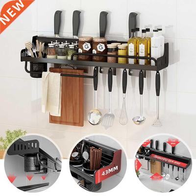 Kitchen Storage Shelf With Hook Durable Wall-Mounted Spice