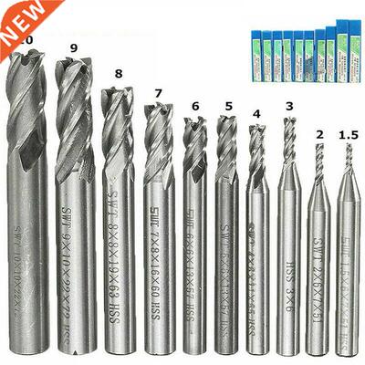 10PCS Tungsten Carbide End Mill 4 Flutes Milling Cutter Wood