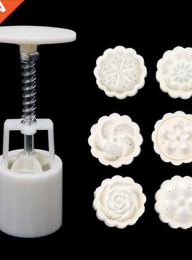 L9NB 6 Rose Flower Stamps Moon Cake Decor Mould Round