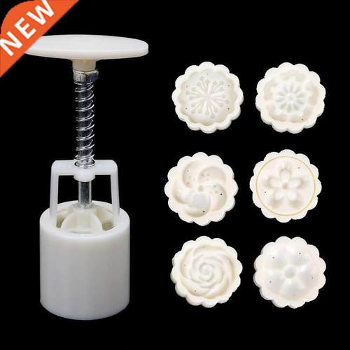 L9NB 6 Rose Flower Stamps Moon Cake Decor Mould Round