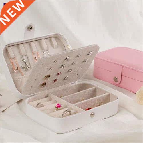 Modern Jewelry Box Portable PU Leather Button Leather