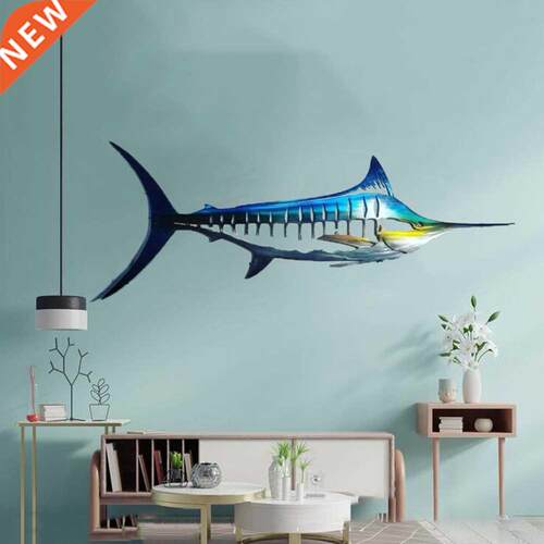 Metal Sculpture Shark Carving Wall Hanging Art Retro