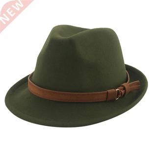 Hats for Women Fedora Winter Cowboy Hat Top Wool Khaki Green