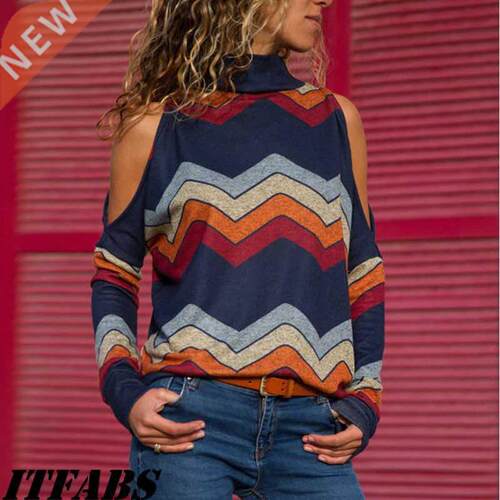 Fashion Ladies Fall Autumn Warm Causal Cotton Women Striped