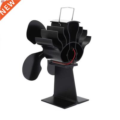 Black Stove Fan 4 Blade Fireplace Fan Heat Powered Wood Burn