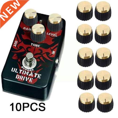 10Pcs Guitar AMP Amplifier Knobs Push-on Black+Gold Cap For