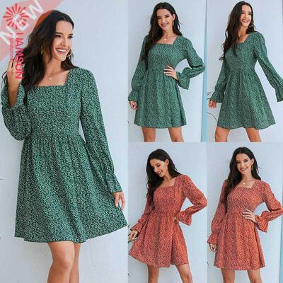 2022 autumn winter skirt women floral dress 女碎花连衣裙