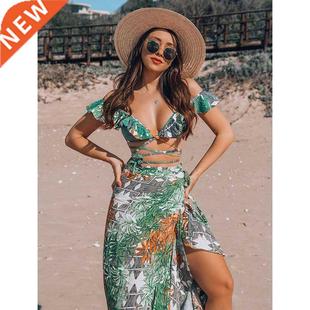 2022 Backless Tunic Beach Dress Bikini Long Dress Print Swim