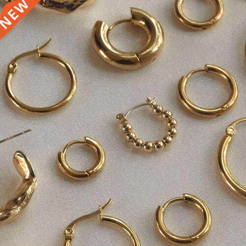 Gold Color Stainless Steel Hoop Earrings for Women Small Si